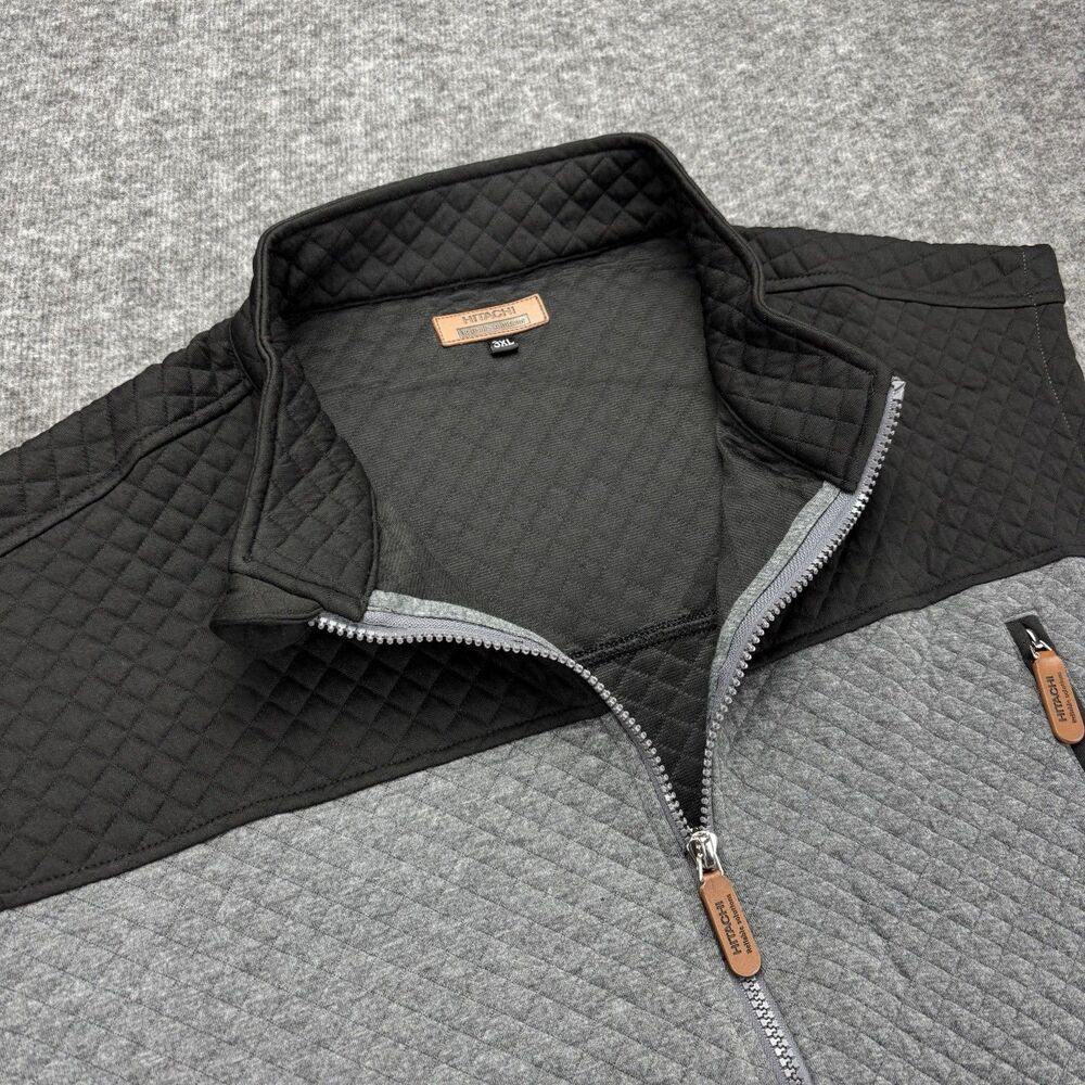 Hitachi Inspire Adventure Men’s Quilted Vest Gray Black Full Zip Outdoor